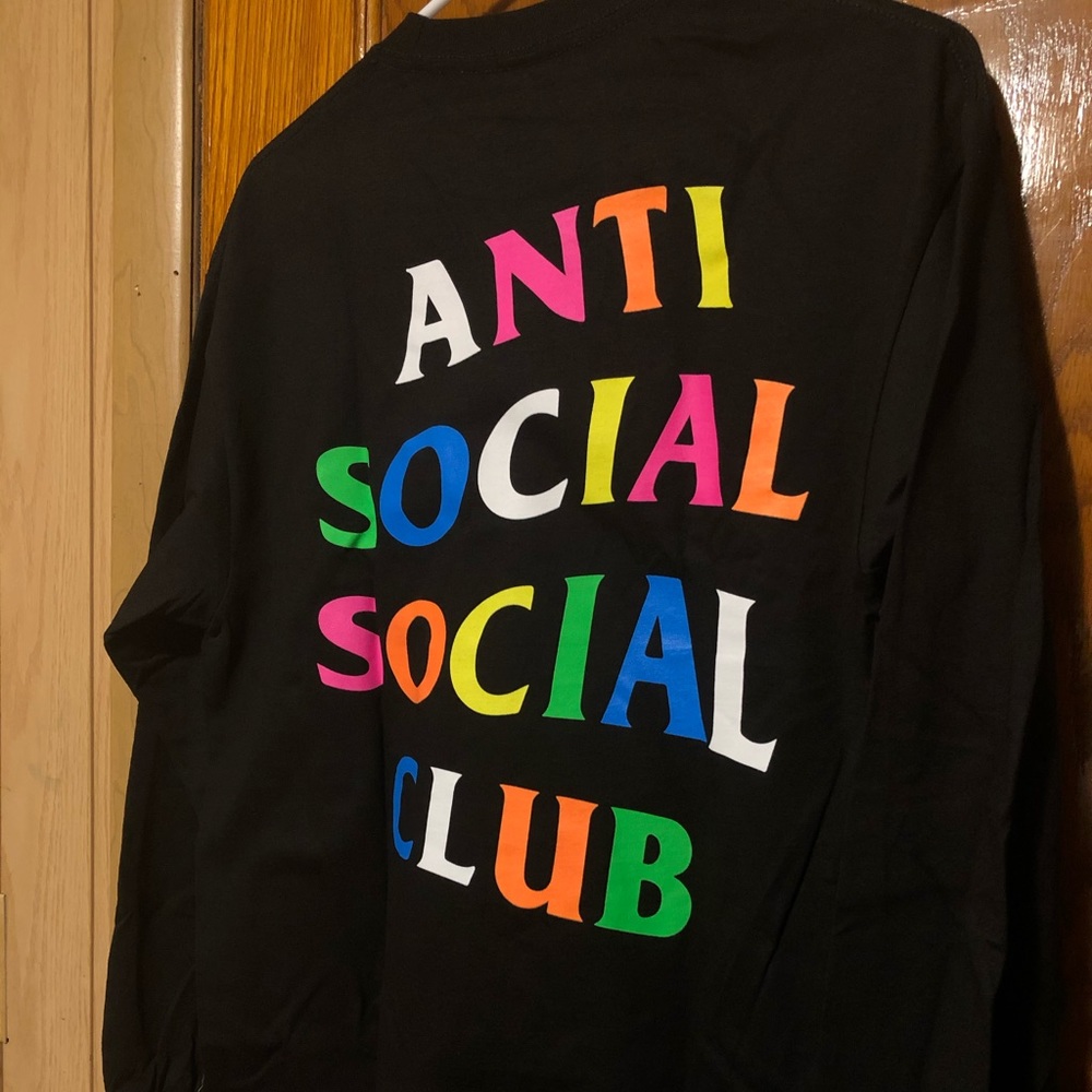 Anti social social club Rainbow Text Crewneck M
